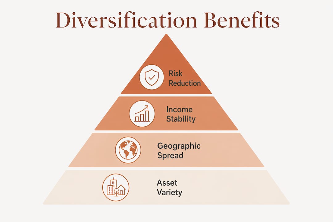 Infographic showing hierarchy of property portfolio diversification benefits