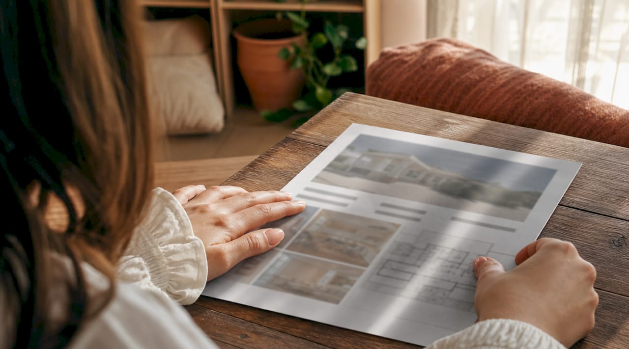 Hands holding HDB eligibility document on office desk