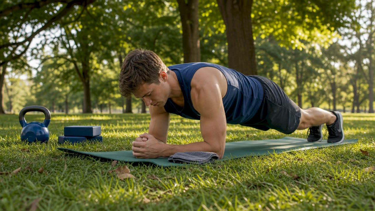 Man doing plank exercise for core strength