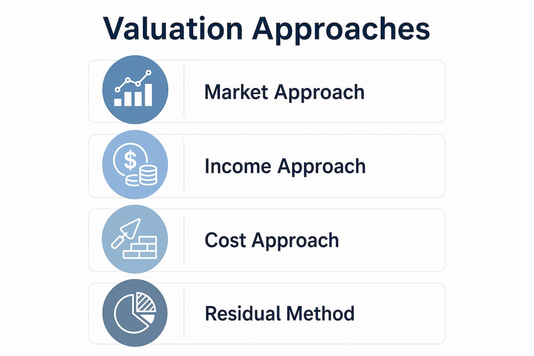 Infographic illustrating building valuation approaches