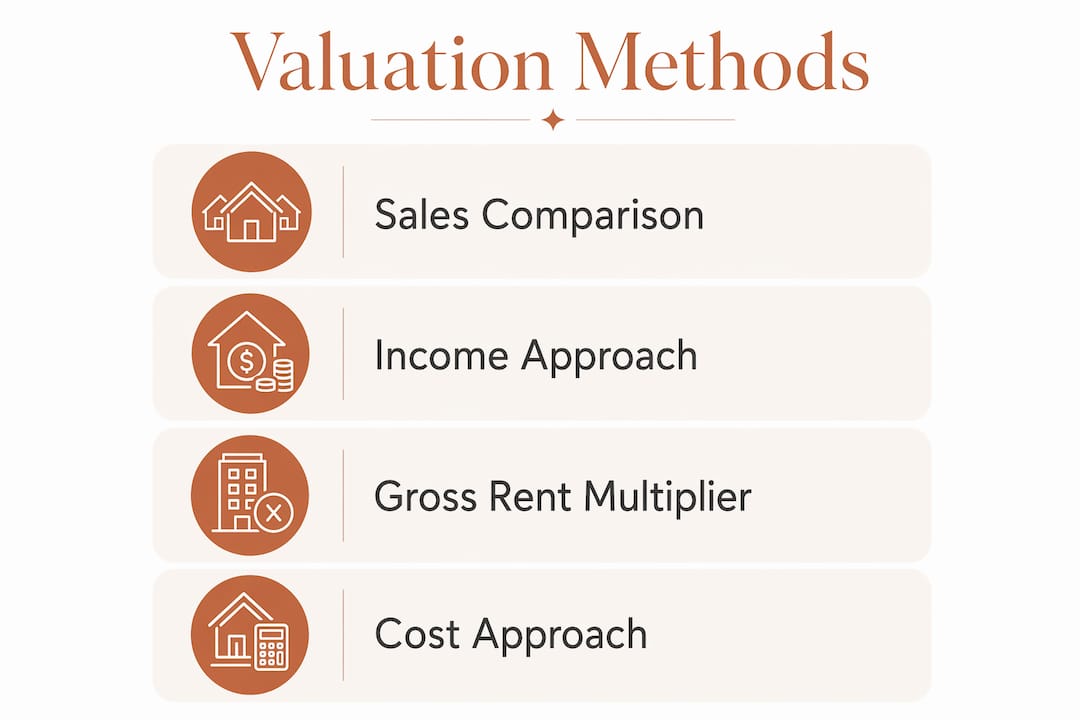 Infographic illustrating rental property valuation methods