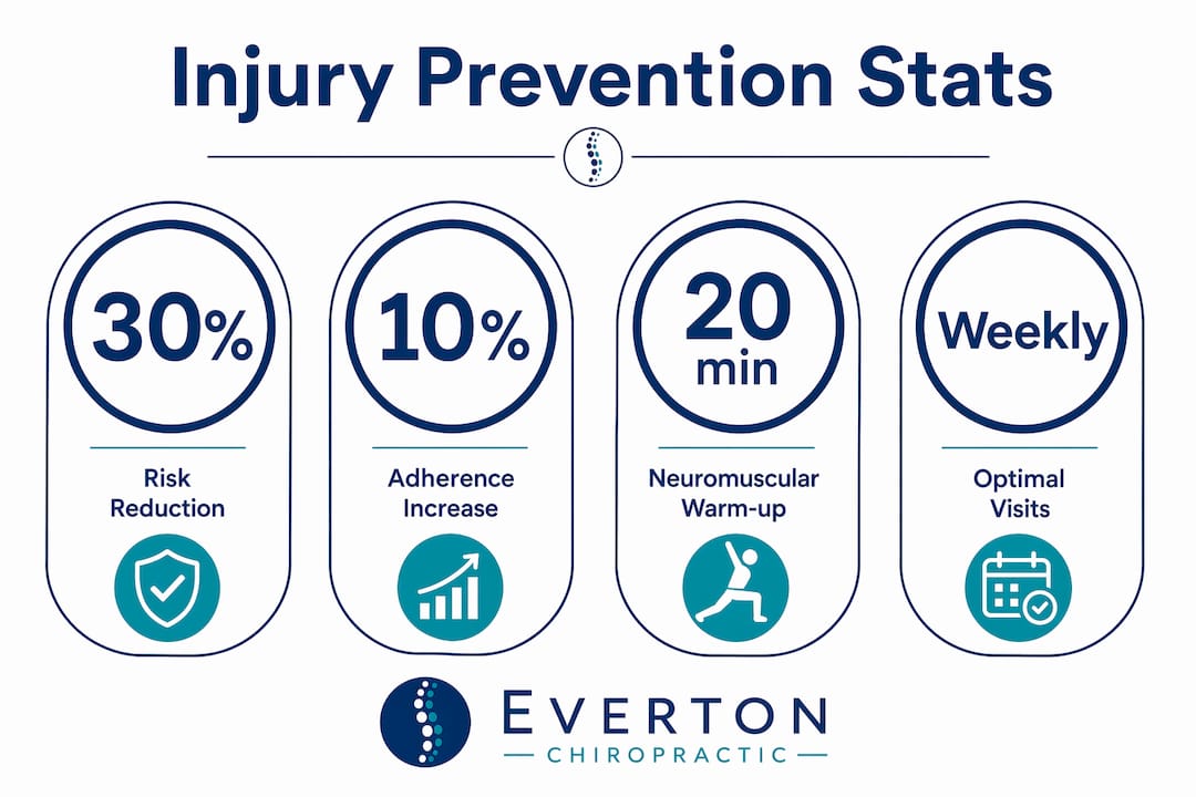 Infographic showing key chiropractic injury prevention statistics