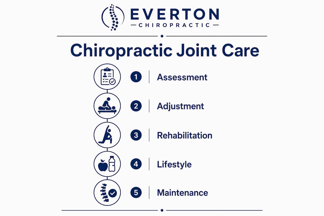 Infographic illustrating chiropractic joint care process