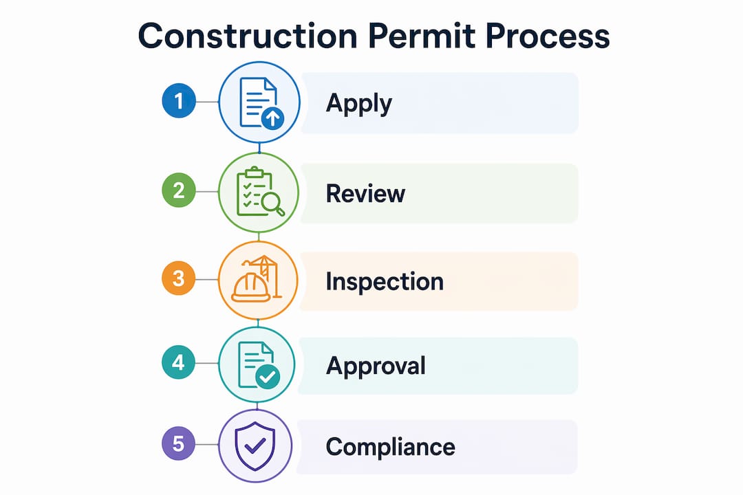 Why Construction Permits Are Required in Singapore Infographic showing steps of construction permit process in Singapore