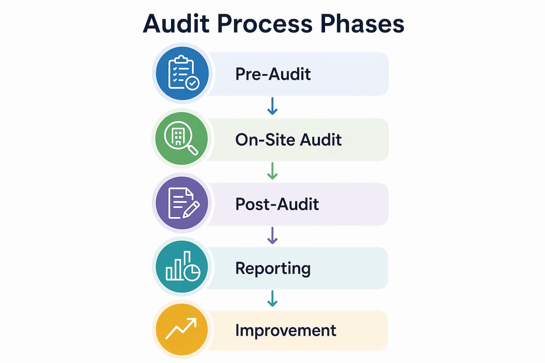 Infographic illustrating environmental audit phases