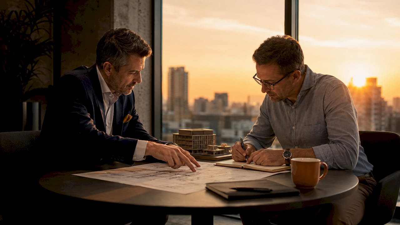 Developers discussing construction site plans