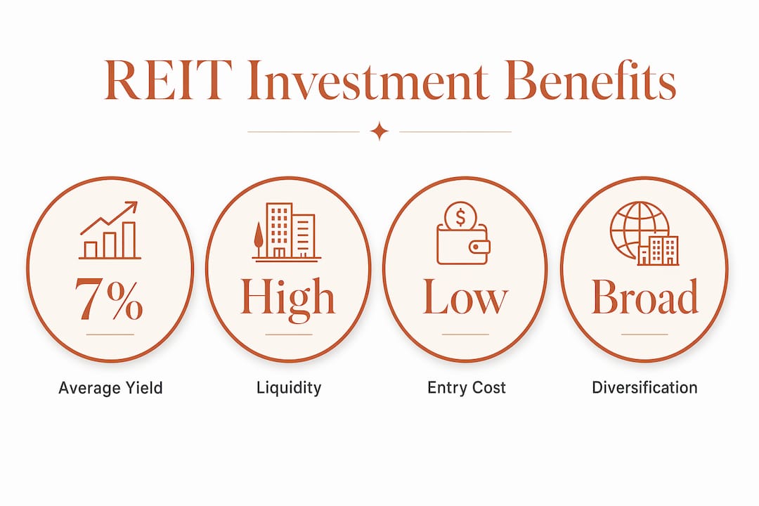 Infographic showing key REIT investment benefits