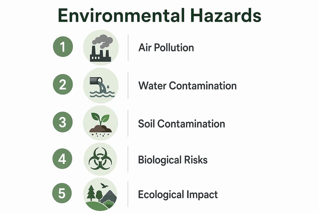 Infographic listing construction environmental hazard categories