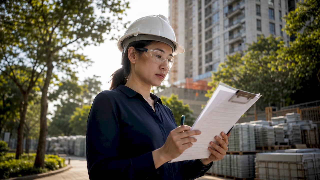 The Role of Supervision in Construction Projects Supervisor reviewing inspection checklist on site