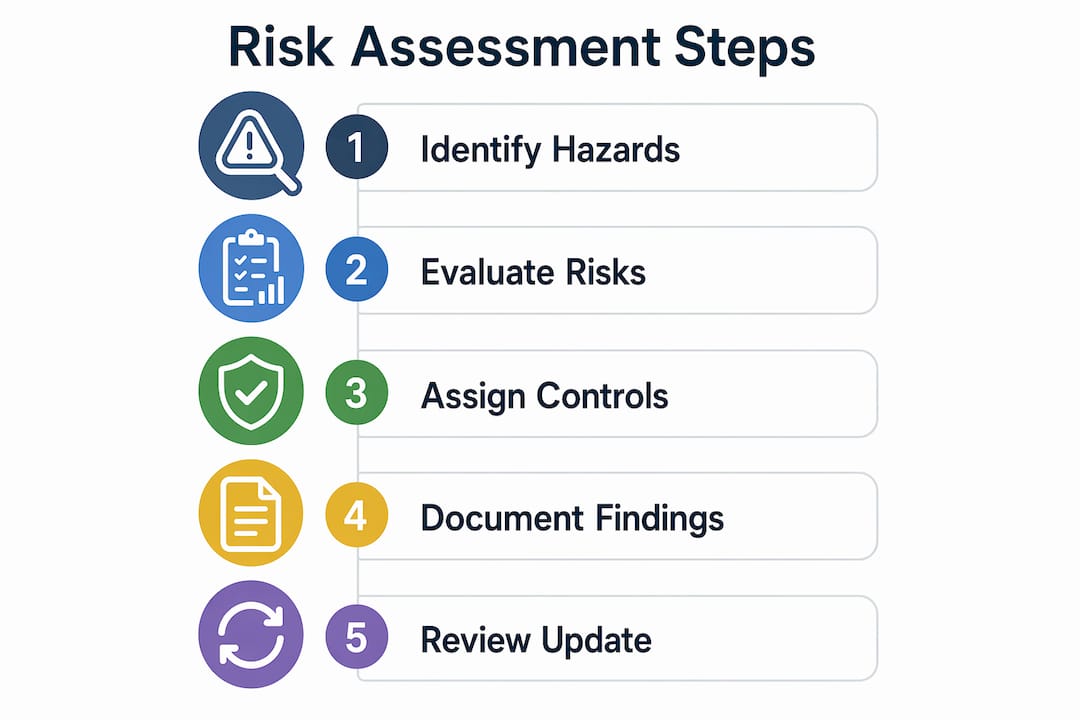 Why Risk Assessment in Construction Matters Infographic outlining construction risk assessment steps