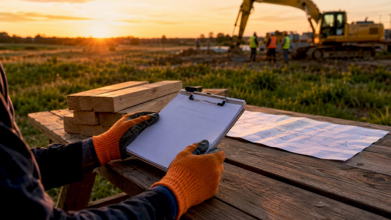 Hands checking safety documents on clipboard