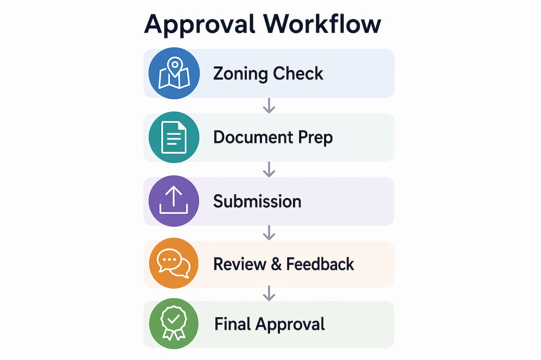 Architecture Approval Step by Step: Singapore 2026 Guide Infographic displaying architecture approval workflow steps
