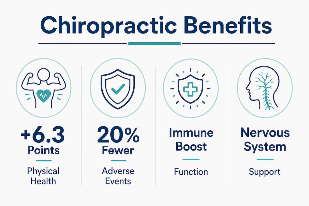 Infographic highlighting chiropractic health benefits with statistics