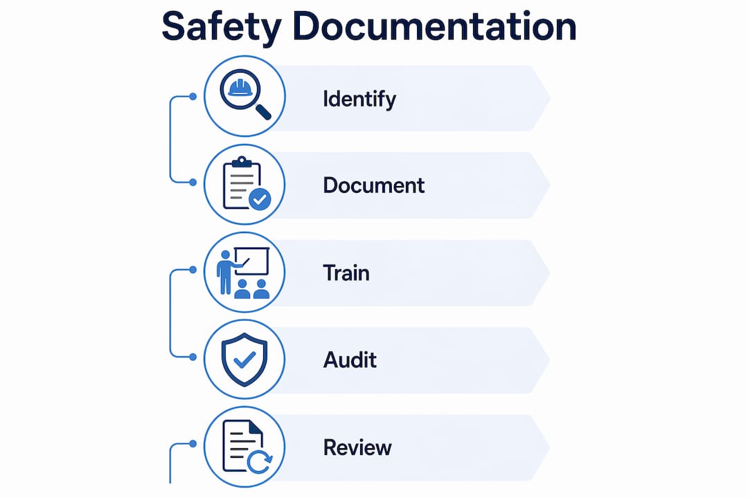 Infographic outlining 5 key safety documentation steps