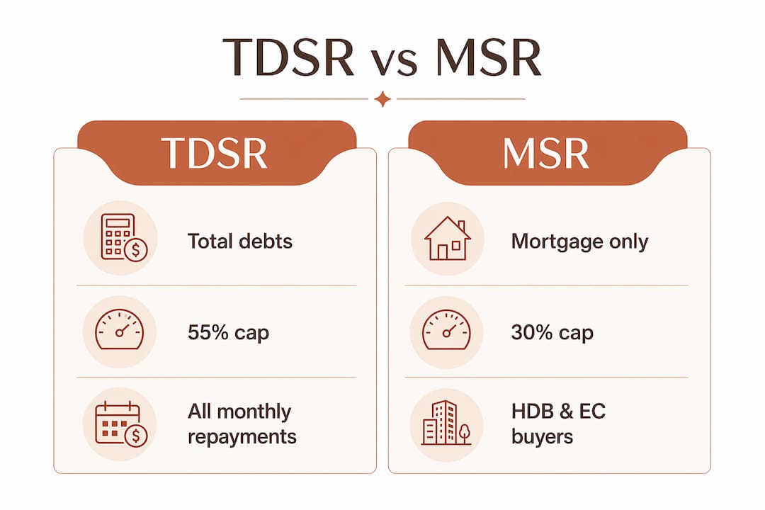 Infographic comparing TDSR and MSR in real estate