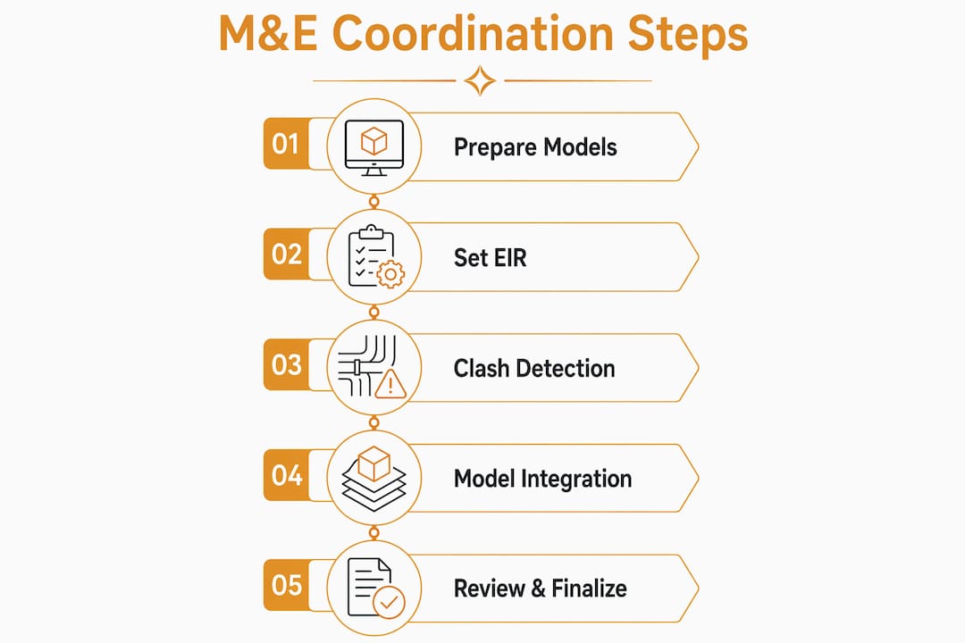 Infographic showing steps for ME coordination