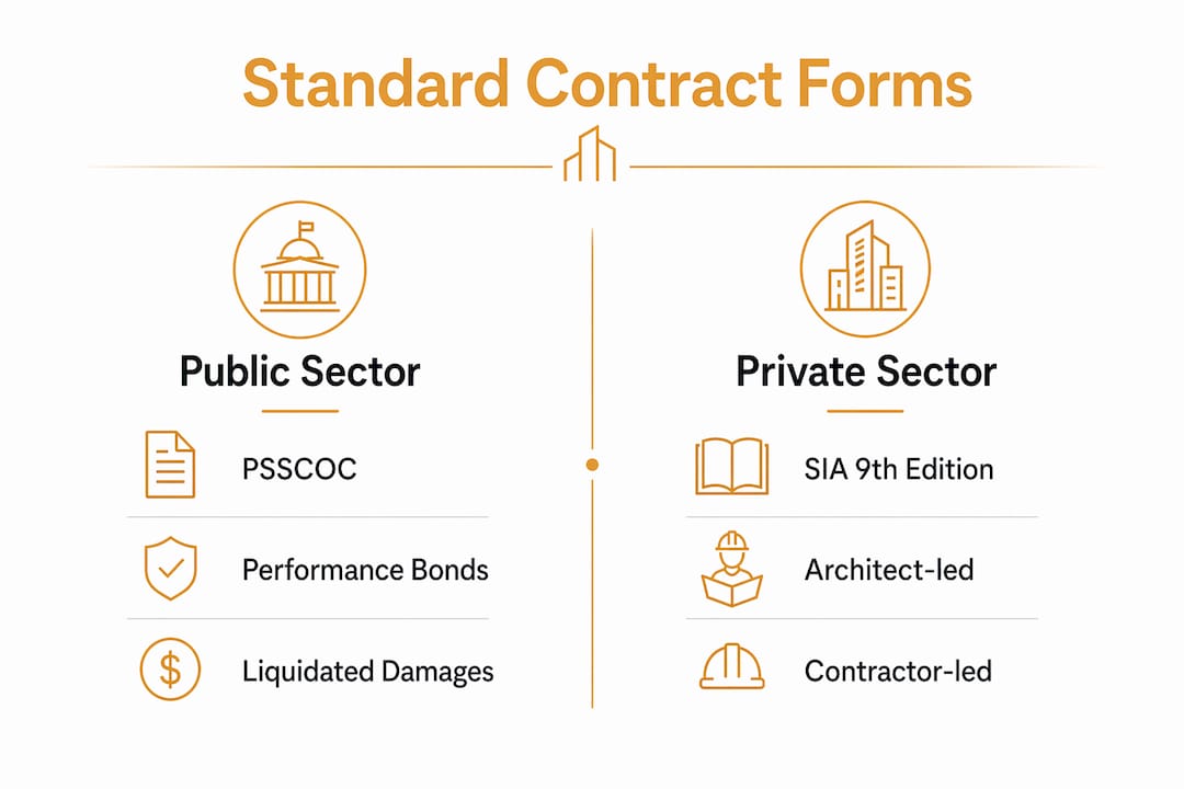 Infographic comparing public and private sector contract forms