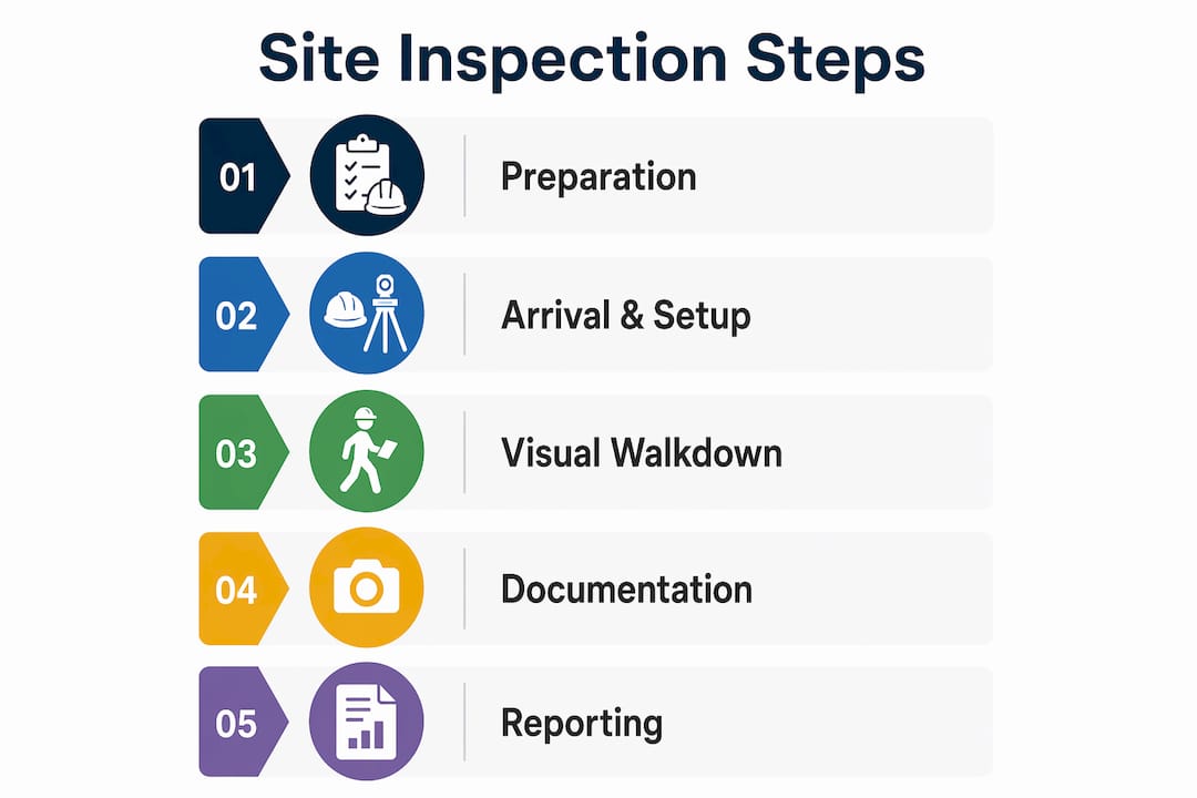 Infographic illustrating site inspection steps