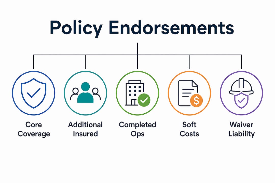 Infographic illustrating key insurance policy endorsements