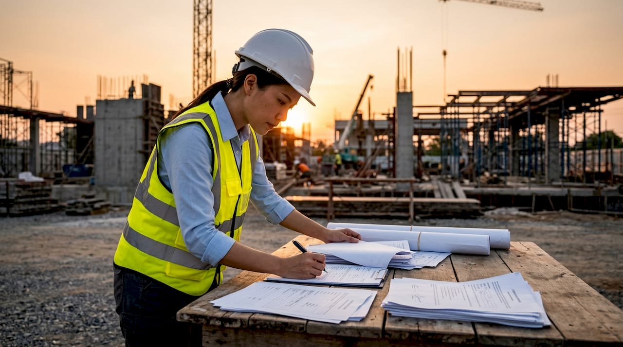 Why Choose Technical Advisory for Construction Projects Engineer reviewing compliance documents onsite