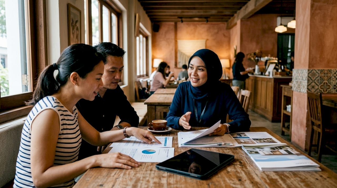 Property consultant advising couple on ABSD