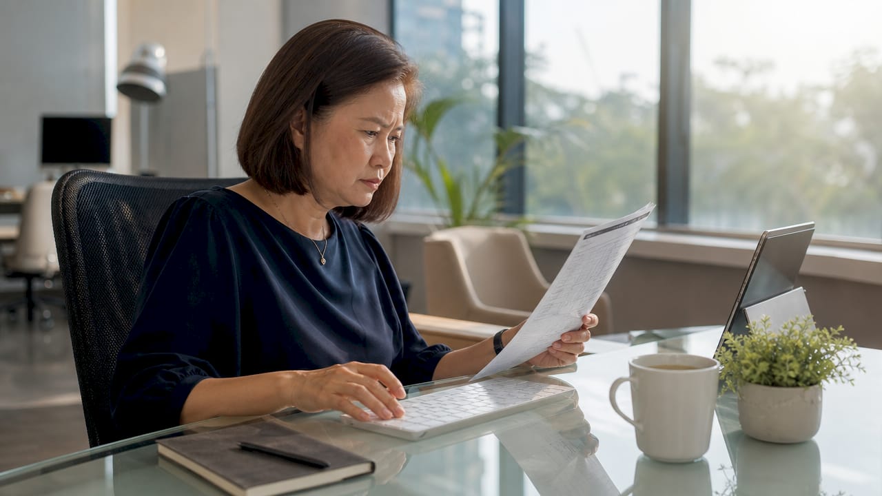 Regulatory officer reviewing compliance checklist at desk