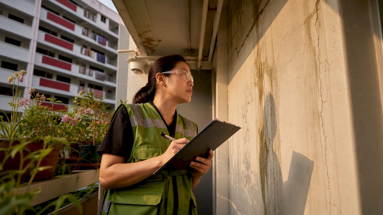 How to Plan Building Renovations in Singapore Professional inspector conducting property survey