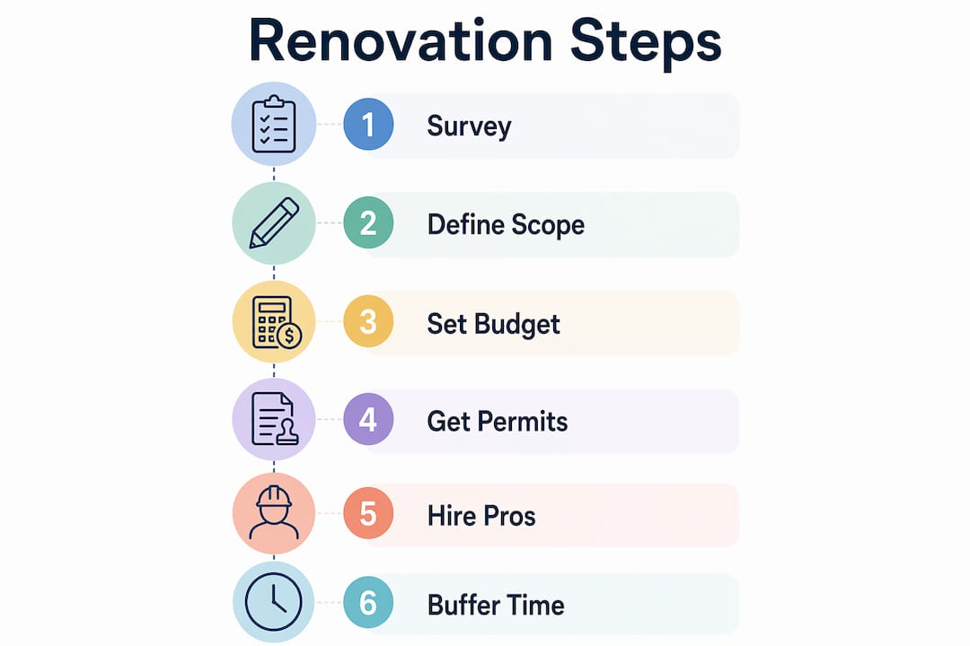 How to Plan Building Renovations in Singapore Infographic listing renovation planning steps