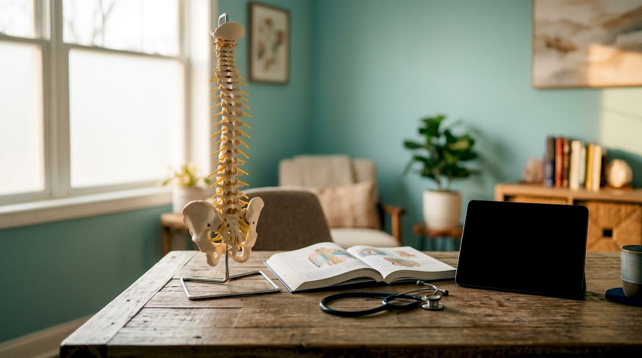 Close-up spine model and medical consultation tools