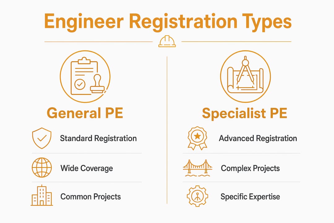 Infographic comparing general and specialist professional engineers
