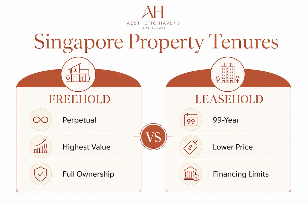 Infographic comparing freehold and leasehold tenures