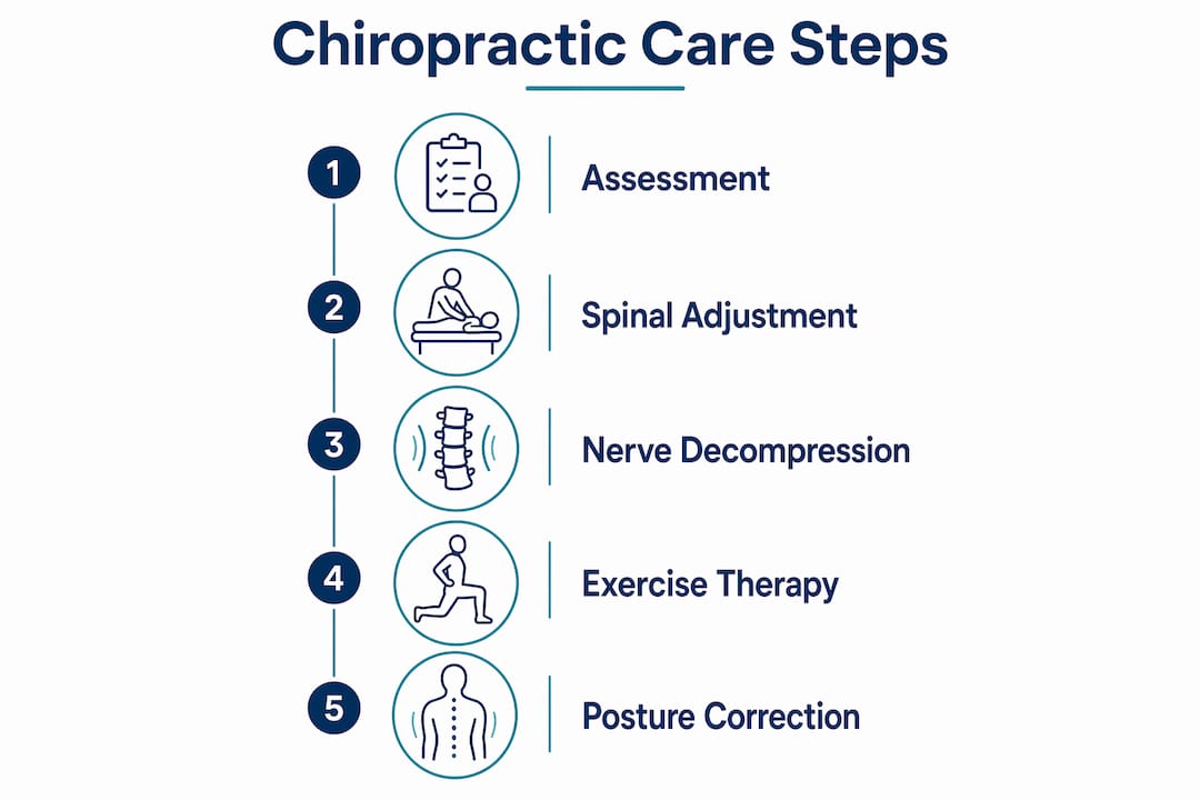 Infographic showing chiropractic care process steps