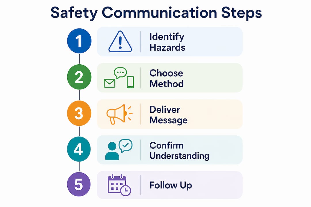 Infographic illustrating safety communication steps