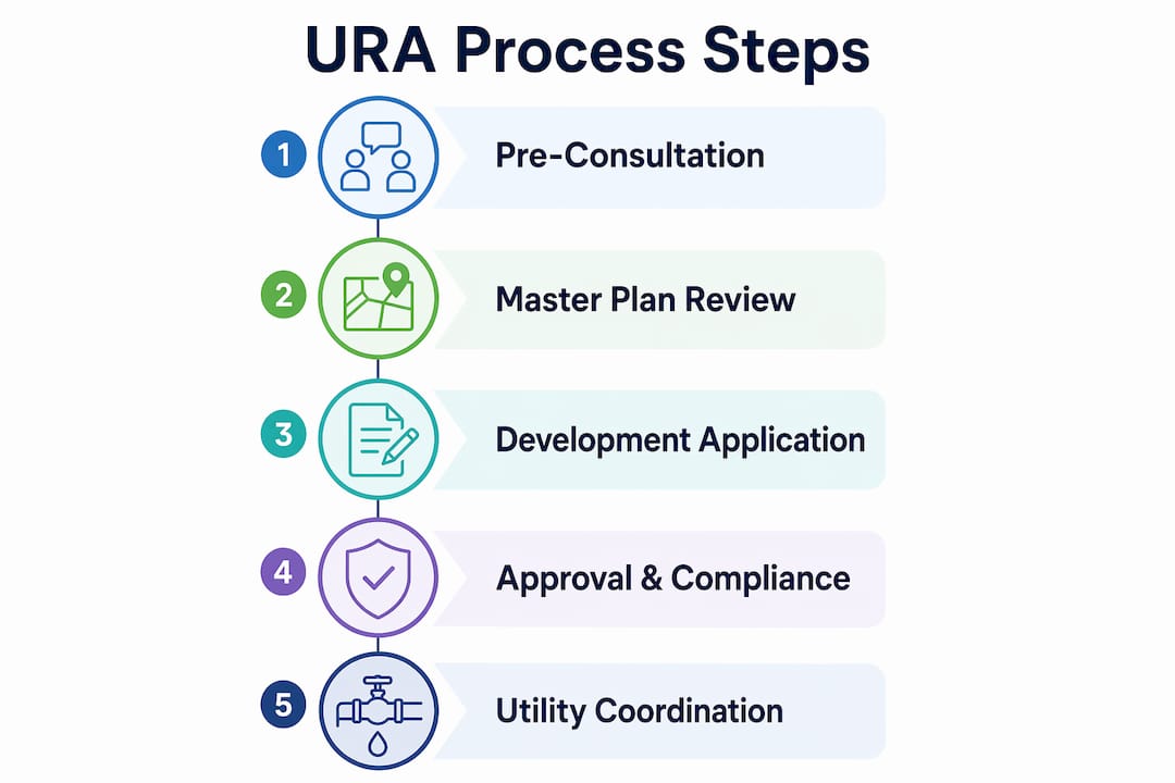 Infographic outlining key URA development steps