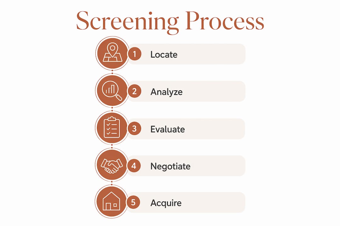 Infographic illustrating rental property screening steps