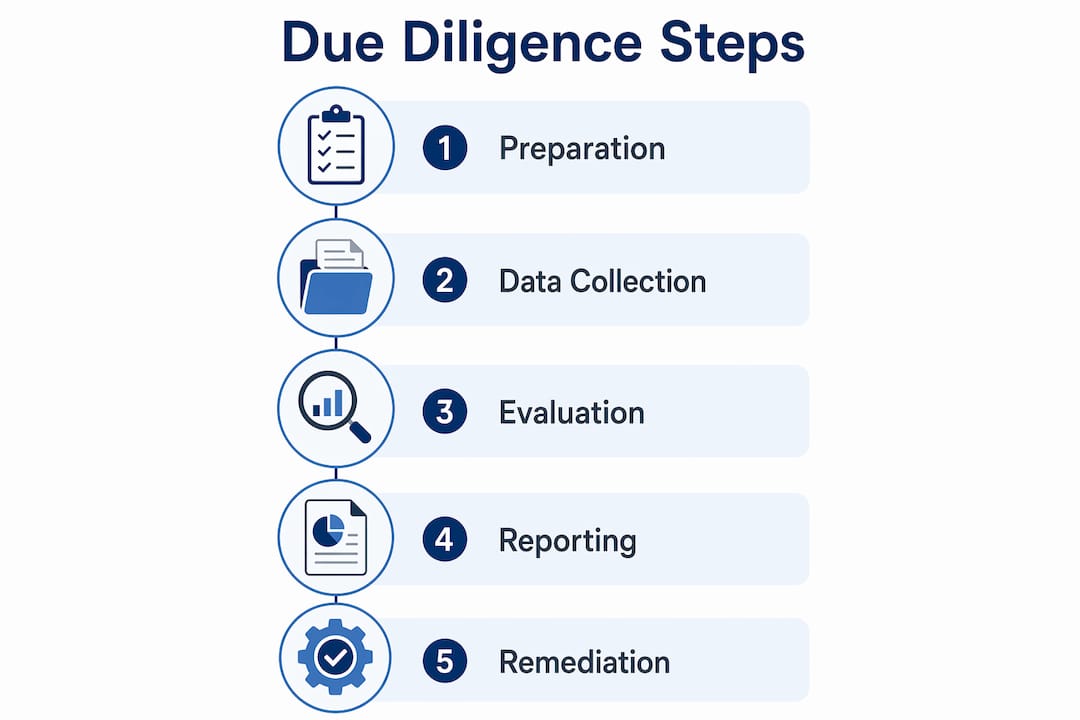 Technical Due Diligence Explained for Construction Projects Infographic showing technical due diligence process steps