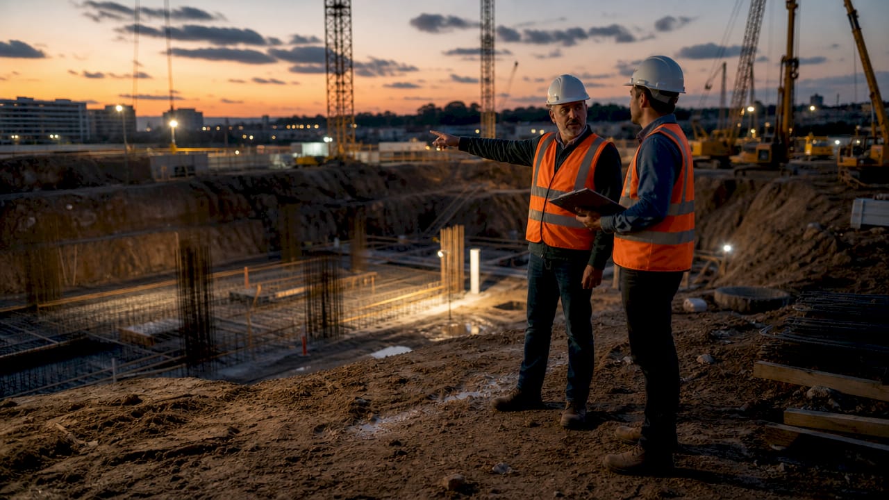 Construction supervisor discussing risk avoidance