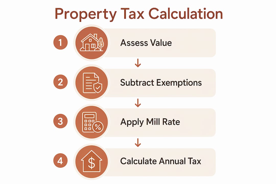 Infographic showing property tax calculation steps