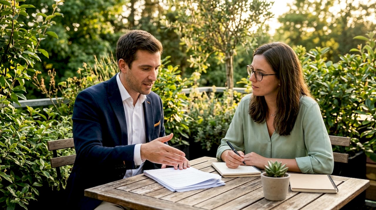 Engineer and architect discussing contract risks
