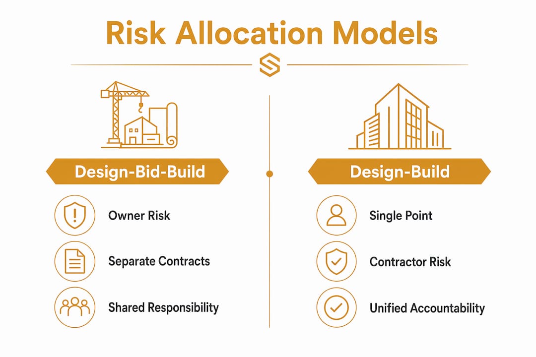 Infographic comparing design-bid-build and design-build risk allocation
