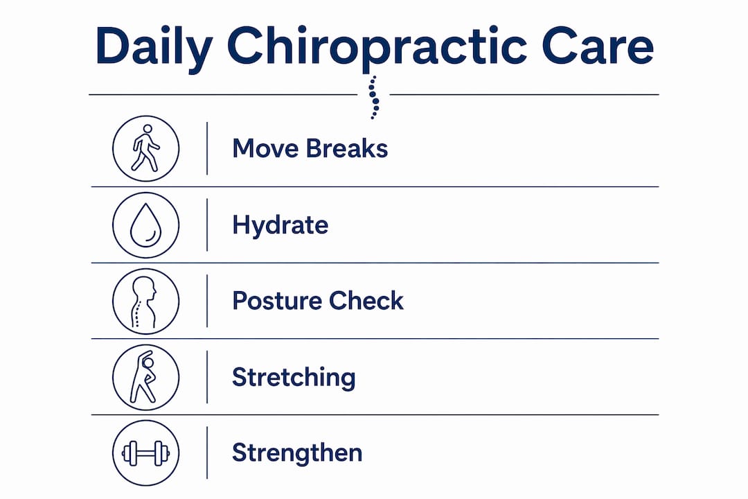 Infographic outlining daily chiropractic care steps