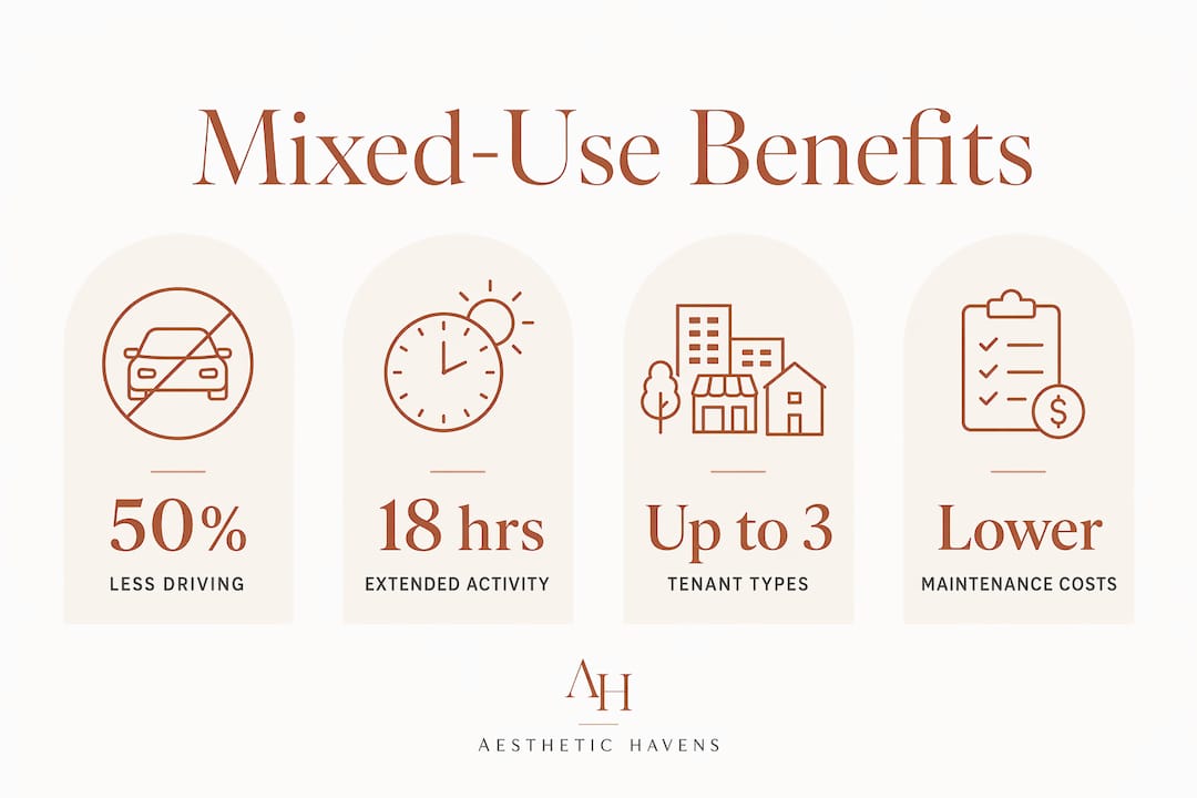 Infographic presenting key mixed-use development benefits