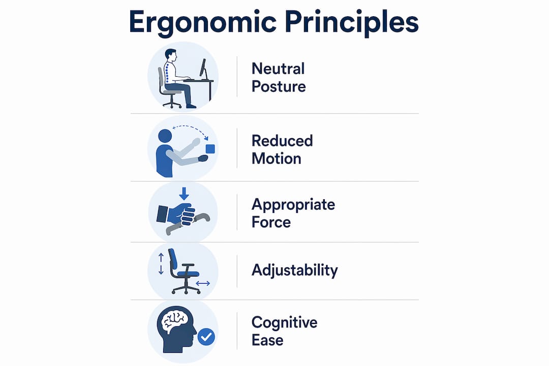 Infographic illustrating key ergonomic principles