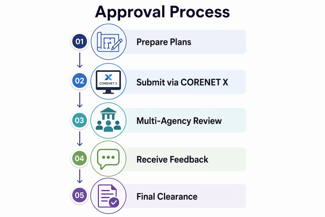Infographic showing stepwise Singapore approval process in 2026