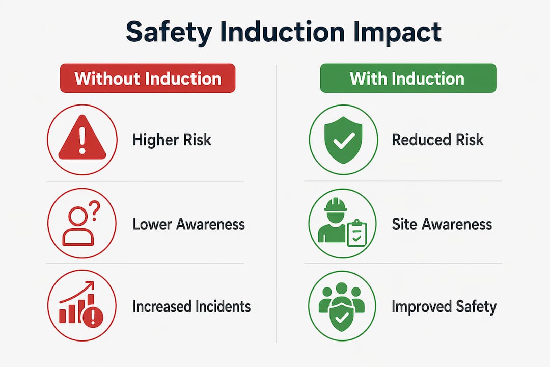 Infographic comparing safety with and without induction
