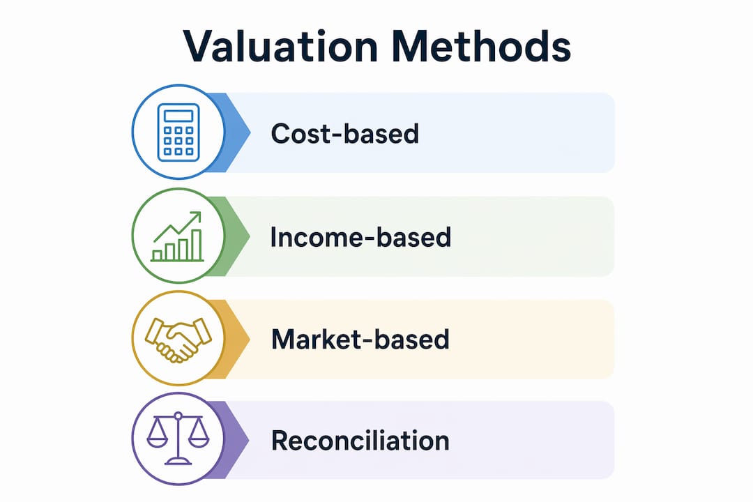 Infographic showing valuation methodologies in sequence