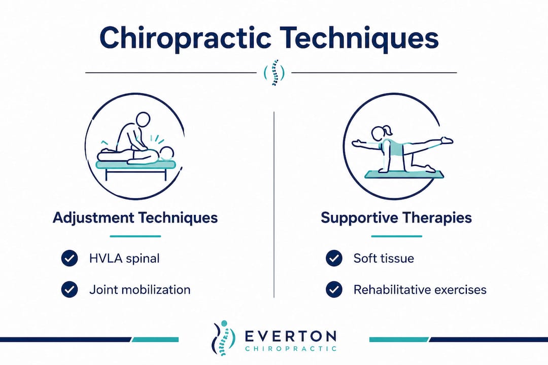 Infographic comparing chiropractic techniques categories