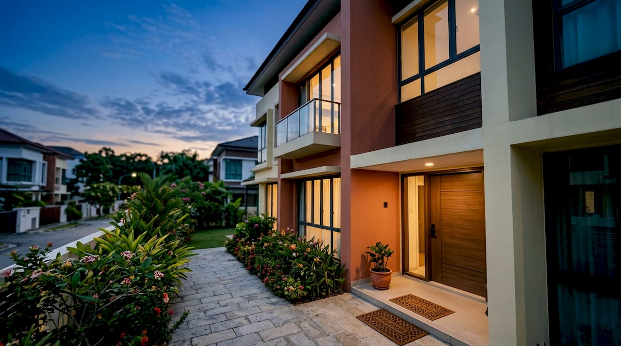 Evening view of managed rental property exterior