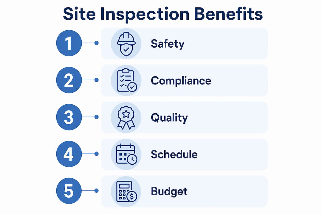 Infographic illustrating benefits of site inspections