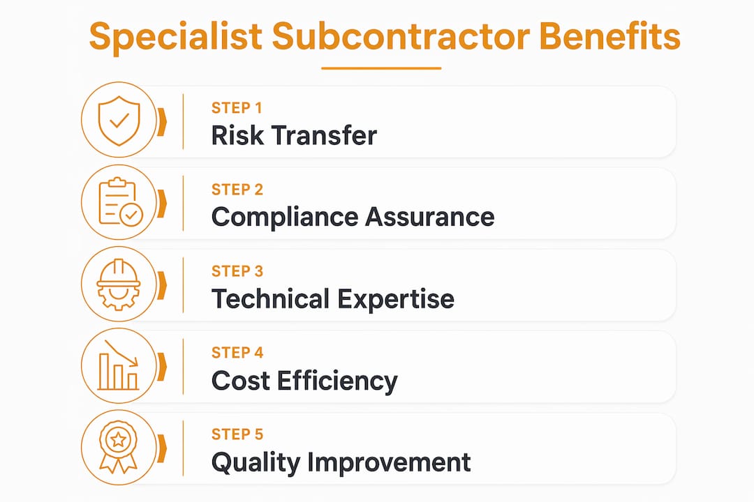 Infographic illustrating steps of subcontractor benefits
